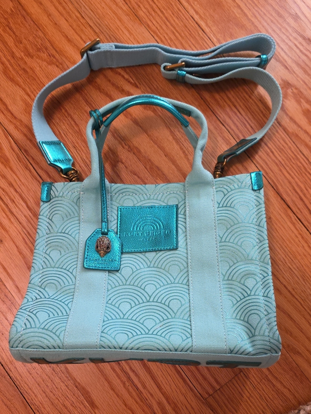 Kurt Geiger Mint Green Patterned Crossbody Bag